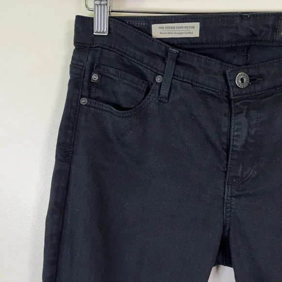AG Adriano Goldschmied The Stevie Cuff Ankle Straight Petite Dark Wash Jeans - Picture 4 of 13